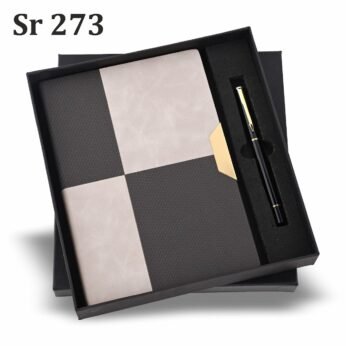 Stylish Checkered Diary Pen Set – Premium Corporate Notebook with Gold Accent Pen