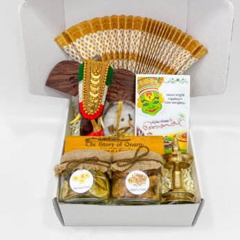 Traditional Onam Gift Hamper with Nettipattam, Vilakku & Kerala Delights