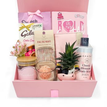 All-in-One Pink Bliss birthday Gift Hamper for Women – Self-Care & Celebration Box
