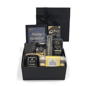 Premium Birthday Gift Hamper for Men with Ferrero Rocher & Parker Pen – Black Theme