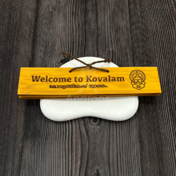 Handcrafted Ezhuthola Wooden Welcome Plaque – Kovalam Kerala Souvenir