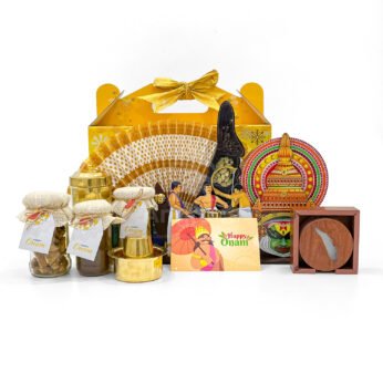 Elegant Kerala Traditional Onam Gift Hamper with Spices, Snacks & Decor in Printed Box
