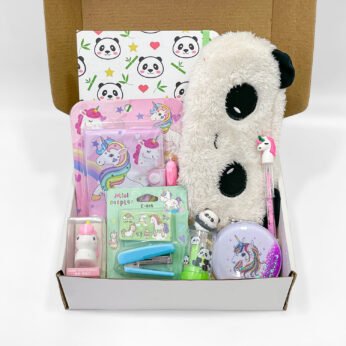 Unicorn & Panda Themed Gift Hamper for Kids with Diary, Pouch & Mirror – Cute Stationery Set