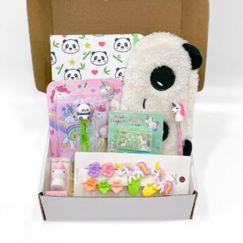 Unicorn & Panda Themed Gift Box for Girls with Diary, Pouch & Accessories – Kids Stationery Hamper