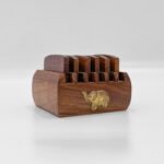 Wooden Elephant Brass Inlay Coaster Set