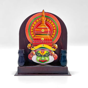 Artistic Wooden Kathakali Pen Stand – Compact Kerala Cultural Gift
