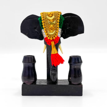 Traditional Elephant Nettipattam Pen Stand – Kerala Heritage Desk Showpiece