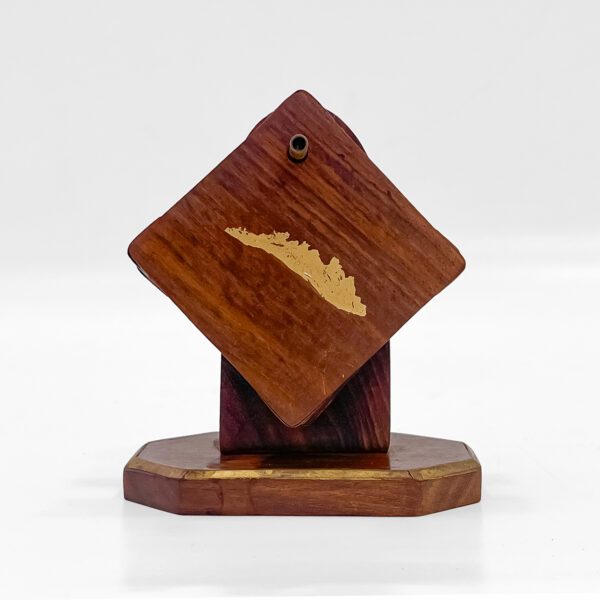 Ethnic Kerala Map Brass Inlay Wooden Coaster Set – Handcrafted Gift (4 Inch) - Image 2