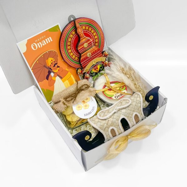 Charming Onam Gift Hamper Box with Kathakali & Coconut Candle - Image 3