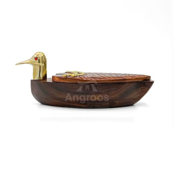 Handcrafted 8-Inch Wooden Duck Coaster Set with Brass Detailing – 6 Carved Tea Coasters for Gifting & Home Decor - Image 5