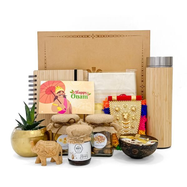 Festive Onam Nettipattam Hamper with Bamboo Flask & Kerala Treats - Image 5