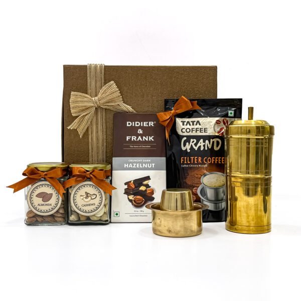 Authentic Filter Coffee Gift Hamper with Brass Set, Chocolate & Dry Fruits - Image 5
