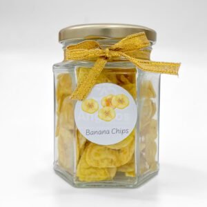 Banana chips in ribbon bottle