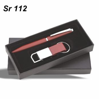 Elegant Red Keychain & Pen Combo Gift Set in Black Box