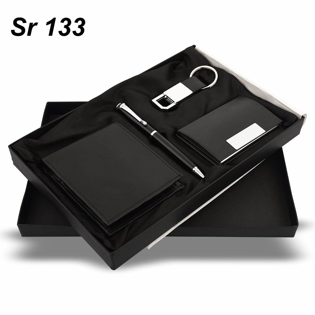Black Wallet Pen Keychain Cardholder Set