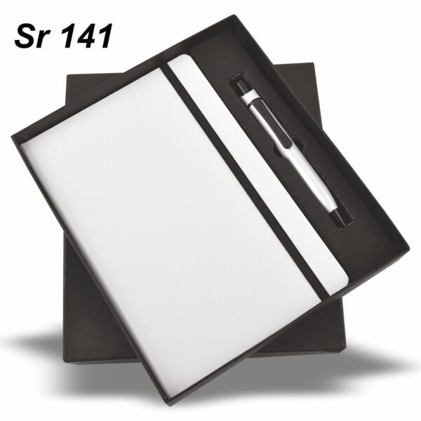 White Elastic Diary Pen Set