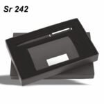 black pen with metallic card holder