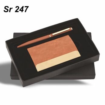 Sophisticated Brown Pen & Card Holder Set for Corporate Gifting