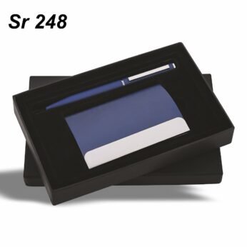 Elegant Blue Corporate Gift Set with Stylish Pen & Card Case