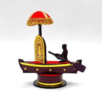 Handcrafted Kerala Shikara Boat Showpiece with Umbrella – Traditional Decor Gift