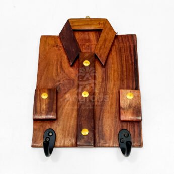 Dark Wood Shirt-Shaped Wall Hook – Handcrafted Coat & Key Hanger