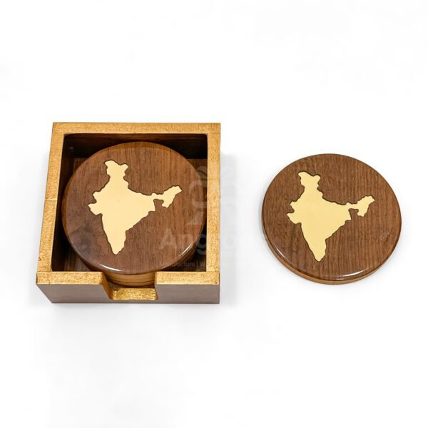 India Map Wooden Coaster Set