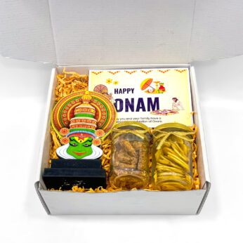 Kathakali Onam Gifts Box with Kerala Snacks and Festive Card