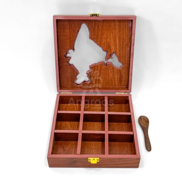 Resin Art India Map Spices Box – 8 Inch Wooden Storage (Empty) - Image 2