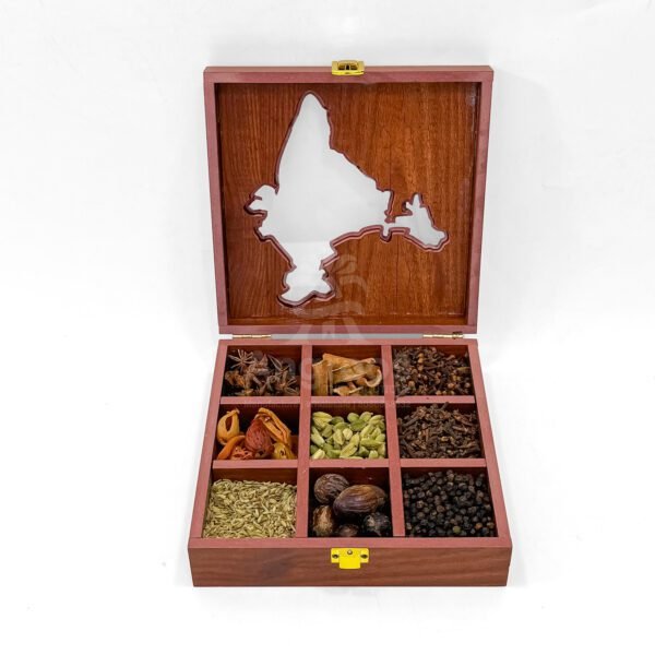 India Map Spice Box with Resin Art & 9 Premium Spices – 8 Inch - Image 2