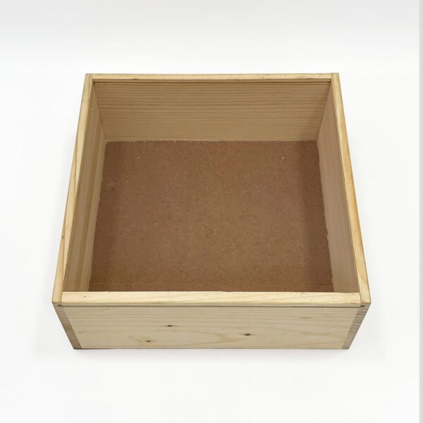 Wooden Box with Sliding Transparent Lid – Square Pine Display Case for Gifting & Storage - Image 2
