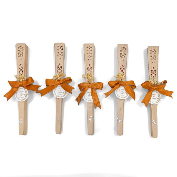 Decorative Wooden Folding Fan – Elegant Return Gift with Ribbon & Tag - Image 2