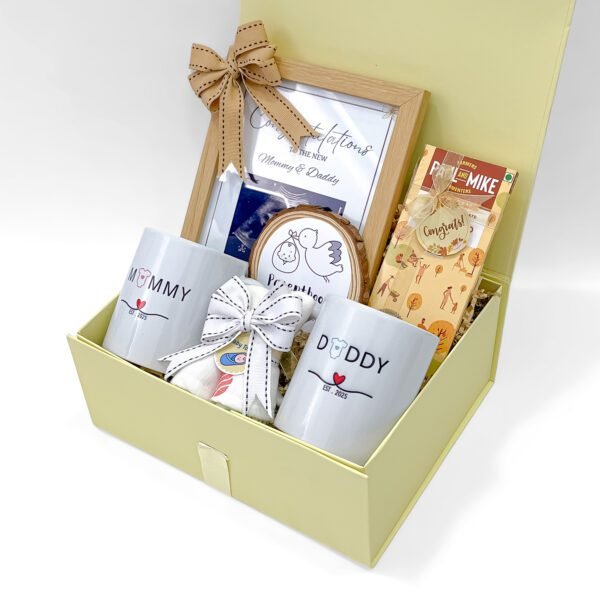 New Parents Gift Box – Mommy & Daddy Mug Set with Photo Frame and Baby Essentials - Image 3