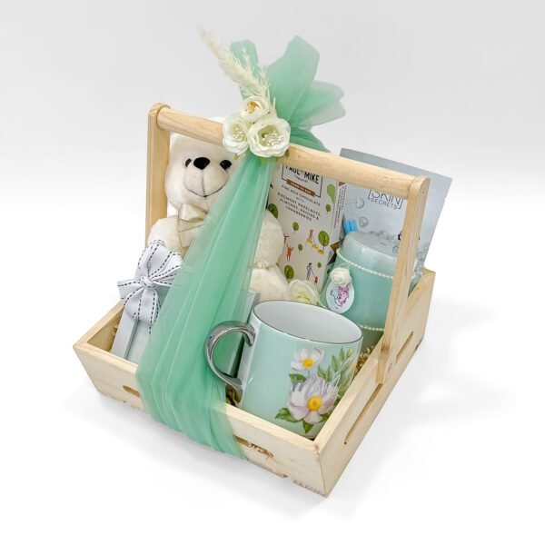 Mom to Be Gift Hamper Tray with Teddy Bear, Mug & Candle - Image 3