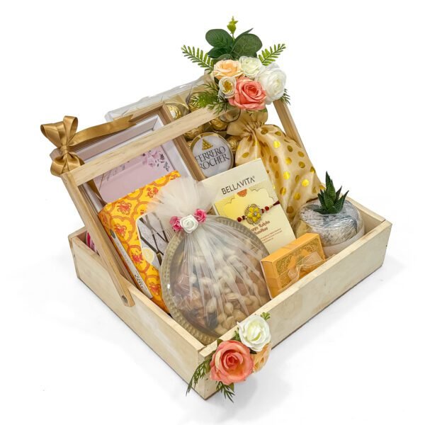 Premium Rakhi Hamper –  Raksha Bandhan Gift with Designer Rakhi, Sweets, Dry Fruits & Chocolates - Image 3