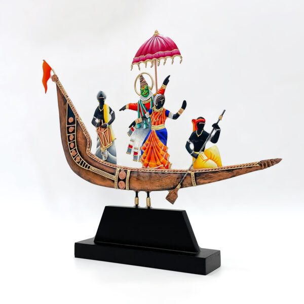 Premium Kerala Metal Snake Boat with Kathakali & Chenda – Handcrafted Onam Decor - Image 3