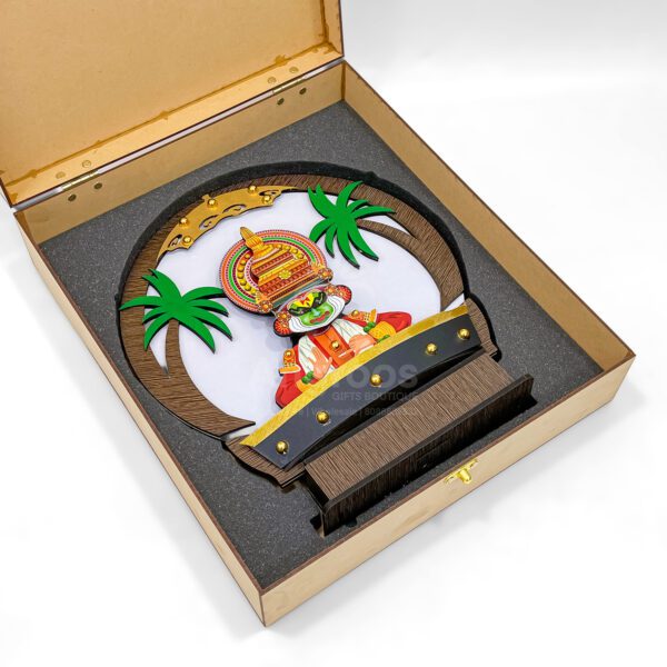 Premium Kerala Kathakali Palm Decor Wooden Gift Box - Image 3
