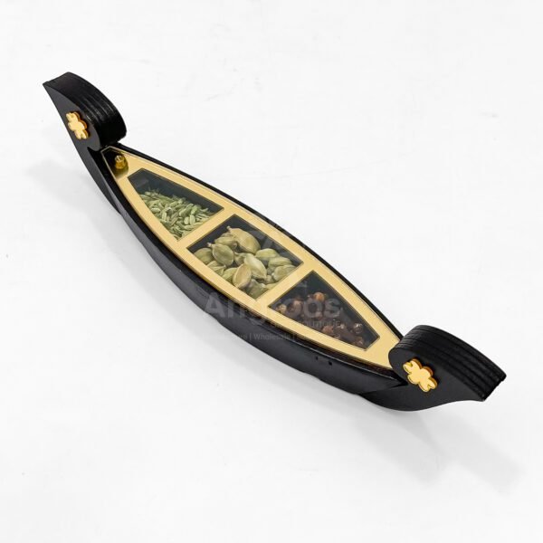 Kerala Snake Boat Spice Box – Traditional Wooden Gift with Authentic Indian Spices - Image 3