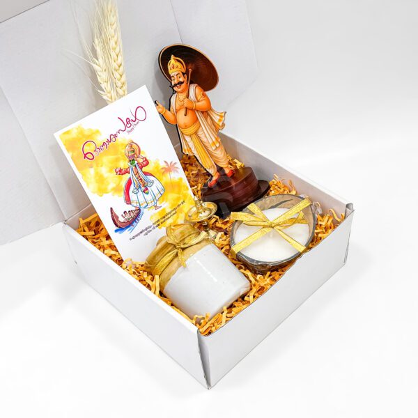 Kerala Traditional Onam Gift Hamper with Maveli Statue & Nilavilakku - Image 3
