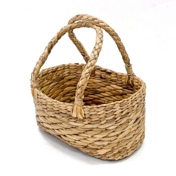 Handwoven Natural Basket Bag – Eco-Friendly Water Hyacinth Tote for Gifting & Storage - Image 3