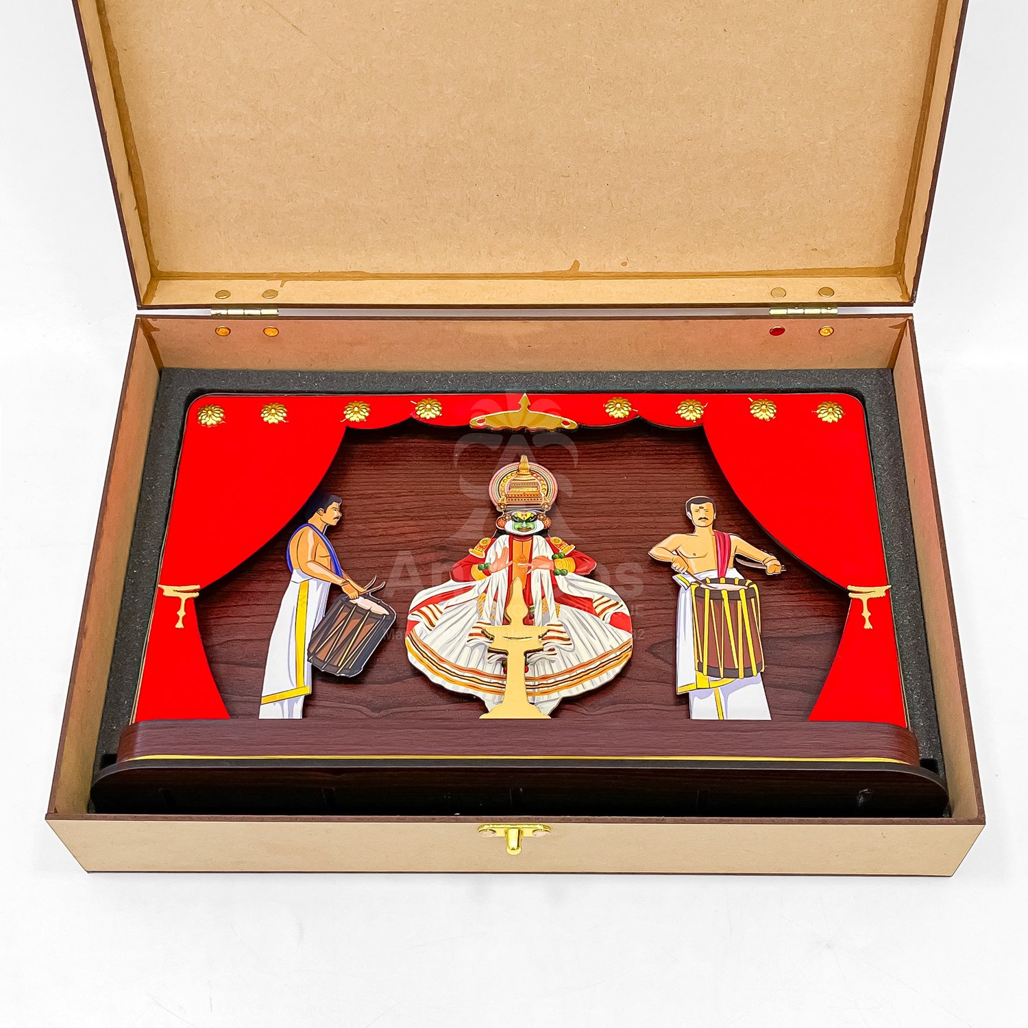 Premium Kerala Kathakali & Chenda Memento – Wooden Gift Box - Image 4
