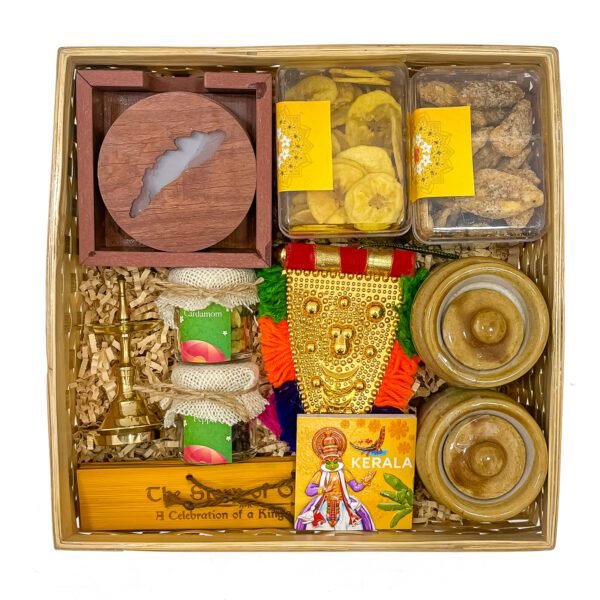Onam Gifts Basket with Nettipattam, Spices & Kerala Snacks - Image 5