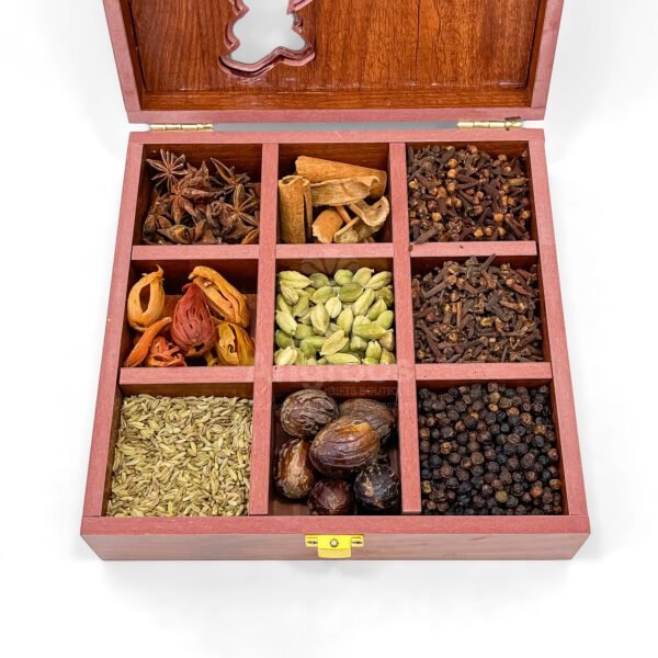 India Map Spice Box with Resin Art & 9 Premium Spices – 8 Inch - Image 5