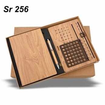 Wooden Corporate Gift Set with Calendar, Notebook & Pen
