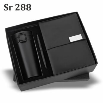 Prestige Black Corporate Gift Set – Premium Diary, Pen & Travel Mug