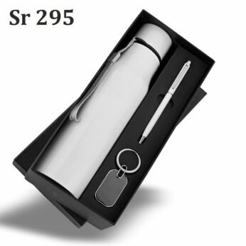 Signature White Executive Gift Set – Stylish Bottle, Pen & Keychain