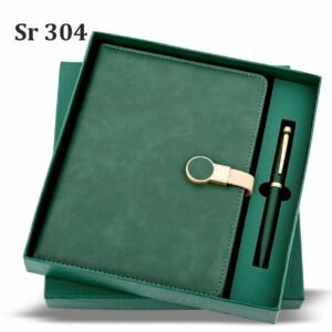 Green Leather Diary Gift Set