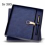 Blue Leather Diary & Pen Gift Set