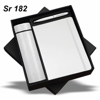 Pristine White Executive Gift Set – Diary, Pen & Bottle