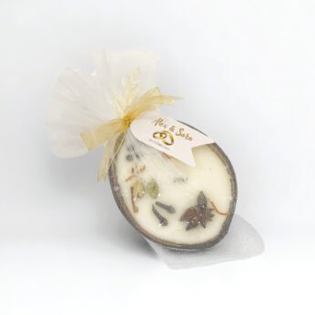 Coconut Shell Spice Candle – Premium Wedding Return Gift with Golden Decor(25 pcs- Rs.7925)