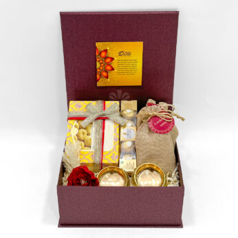 Festive Diwali Gift Box with Almonds, Cashews, Ferrero & Diyas